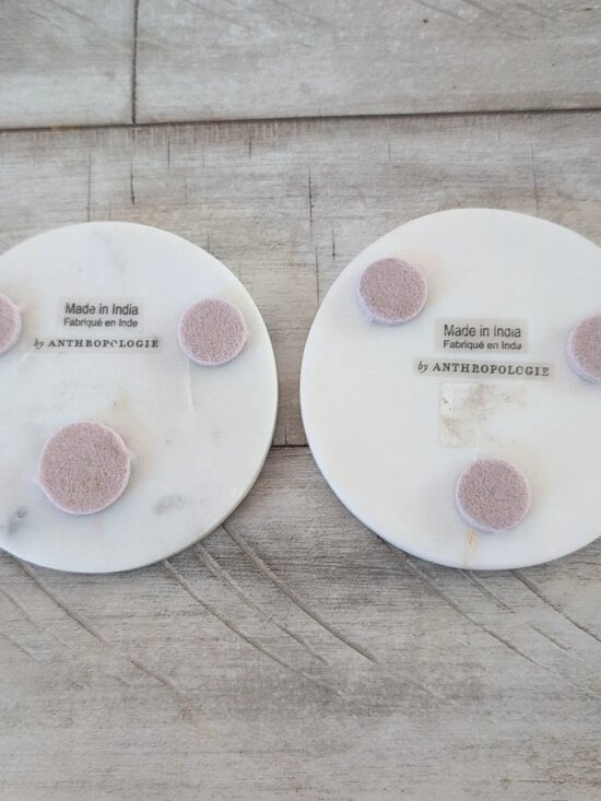 Anthropologie 2 Marble Coasters Mother Of Pearl Abalone Shell Ramona Replacement - Picture 6 of 13